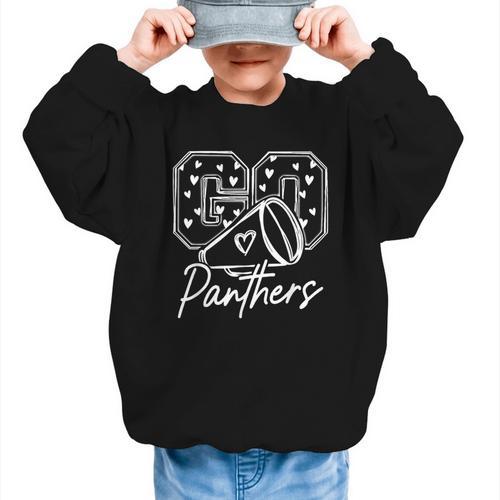 Go Cheer Panthers High School Spirit Team Back To School Graphic Kid Sweatshirt - Savourry