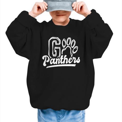 Go Cheer Panthers School Spirit Team Panther Back To School Graphic Kid Sweatshirt - Savourry
