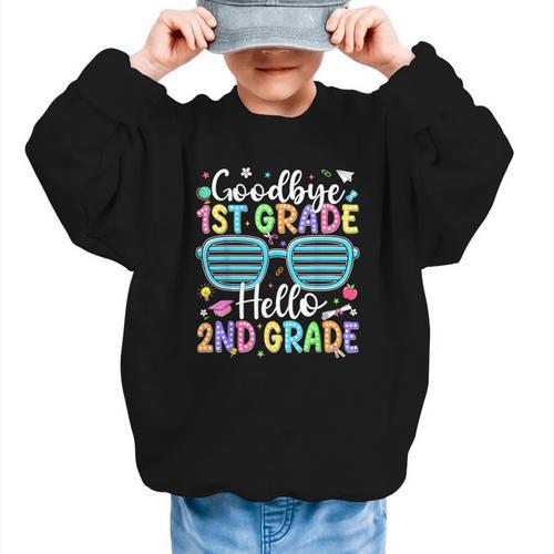 Goodbye 1st Grade Hello 2nd Grade Graduation Back To School Graphic Kid Sweatshirt - Savourry