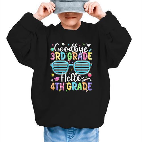 Goodbye 3rd Grade Hello 4th Grade Graduation Back To School Graphic Kid Sweatshirt - Savourry