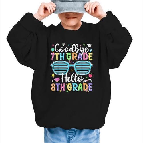 Goodbye 7th Grade Hello 8th Grade Graduation Back To School Graphic Kid Sweatshirt - Savourry