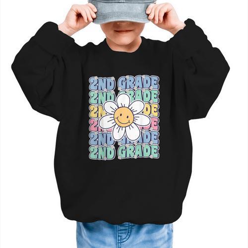 Groovy 2nd Grade Back To School First Day Of Second Grade Graphic Kid Sweatshirt - Savourry