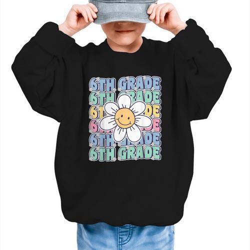Groovy 6th Grade Back To School First Day Of Sixth Grade Graphic Kid Sweatshirt - Savourry
