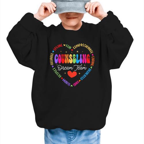 Groovy Counseling Dream Team Appreciation Back To School Graphic Kid Sweatshirt - Savourry