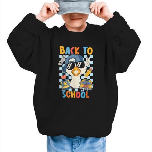 Happy First Day Of School Back To School Goose Boys Kids Graphic Kid Sweatshirt - Savourry