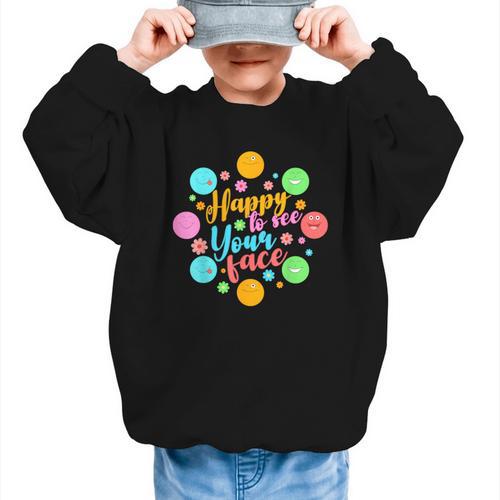 Happy To See Your Face Colorful Ball Back To School Graphic Kid Sweatshirt - Savourry
