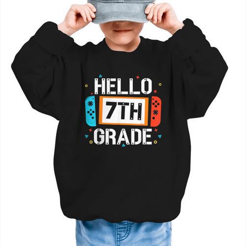 Hello 7th Grade Back To School Video Game Seventh Grade Boys Graphic Kid Sweatshirt - Savourry