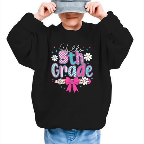 Hello Fifth Grade Team 5th Grade Back To School Boys Girls Graphic Kid Sweatshirt - Savourry