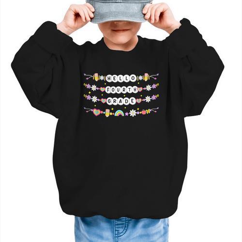 Hello Fourth Grade Friendship Bracelets Back To School Kids Graphic Kid Sweatshirt - Savourry