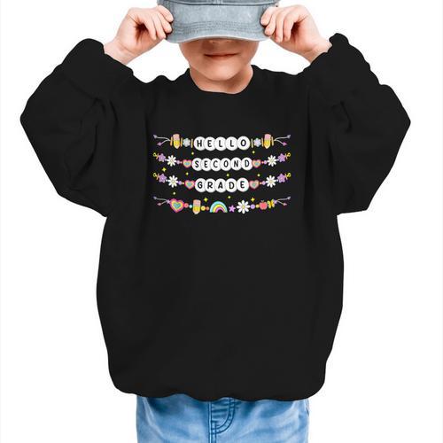 Hello Second Grade Friendship Bracelets Back To School Kids Graphic Kid Sweatshirt - Savourry