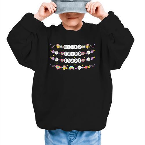 Hello Third Grade Friendship Bracelets Back To School Kids Graphic Kid Sweatshirt - Savourry