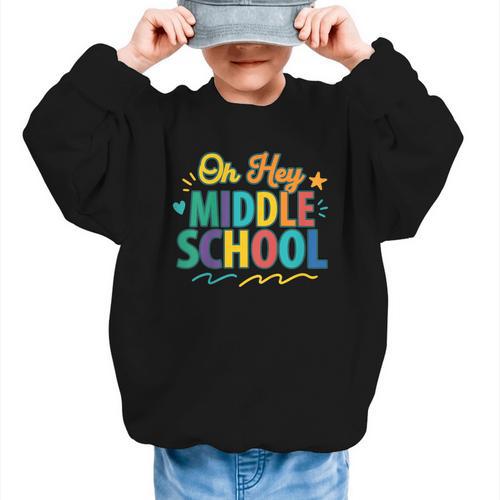 Hey Middle School First Day Back To School Students Graphic Kid Sweatshirt - Savourry