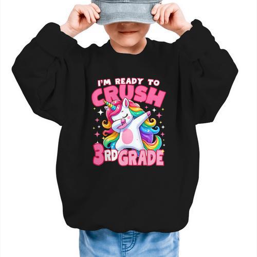 I'm Ready To Crush 3rd Grade Dabbing Unicorn Back To School Graphic Kid Sweatshirt - Savourry