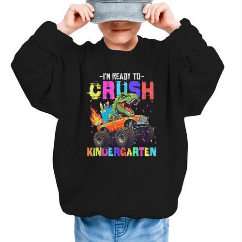 I'm Ready To Crush Kindergarten Dinosaur Dino Back To School Graphic Kid Sweatshirt - Savourry