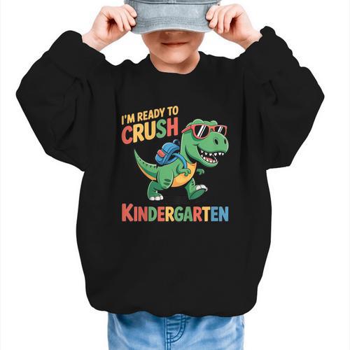 I'm Ready To Crush Kindergarten T-Rex Back To School Dino Graphic Kid Sweatshirt - Savourry