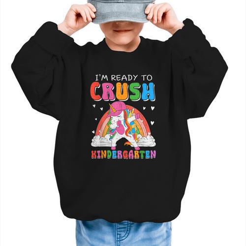 I'm Ready To Crush Kindergarten Unicorn Back To School Girls Graphic Kid Sweatshirt - Savourry