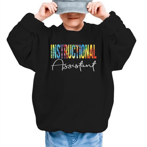 Instructional Assistant Tie Dye Back To School For Work Graphic Kid Sweatshirt - Savourry