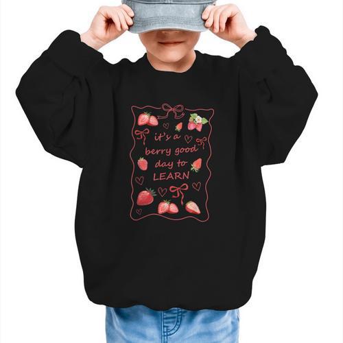 It's a Good Day To Learn Strawberry Back To School Graphic Kid Sweatshirt - Savourry