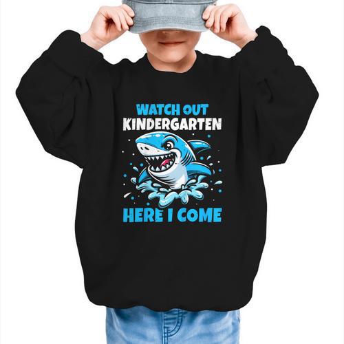 Kids Back To School Watch Out Kindergarten Here I Come Shark Boys Graphic Kid Sweatshirt - Savourry