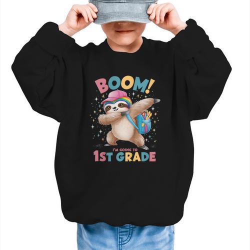 Kids Boom I'm Going To 1st Grade Dabbing Sloth For Back To School Graphic Kid Sweatshirt - Savourry