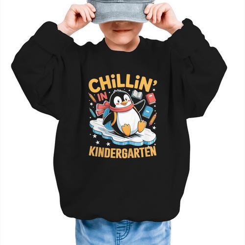 Kids Chillin In Kindergarten Penguin Student Back To School Boys Graphic Kid Sweatshirt - Savourry
