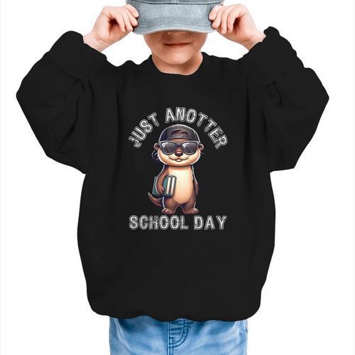 Kids Just Anotter School Day Otter Boys First Day Back To School Graphic Kid Sweatshirt - Savourry