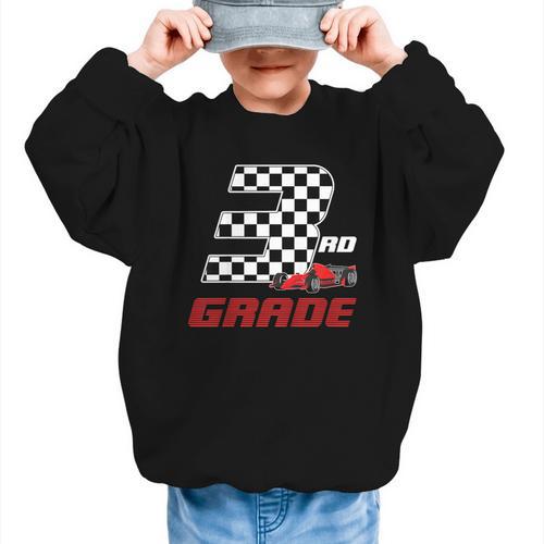 Kids Race Car 3rd Third Grade Boys Cars Lovers Back To School Graphic Kid Sweatshirt - Savourry