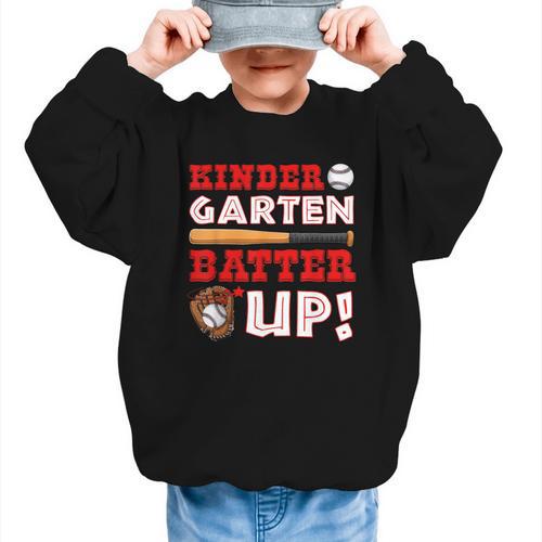 Kindergarten Batter Up Back To School Baseball Player Boys Graphic Kid Sweatshirt - Savourry
