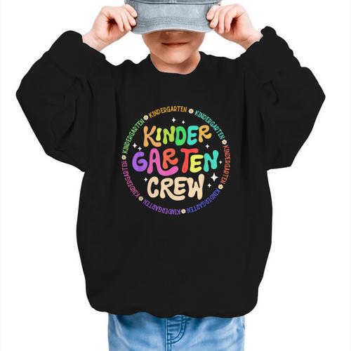Kindergarten Crew Team Back To School 1st Day Of School Graphic Kid Sweatshirt - Savourry