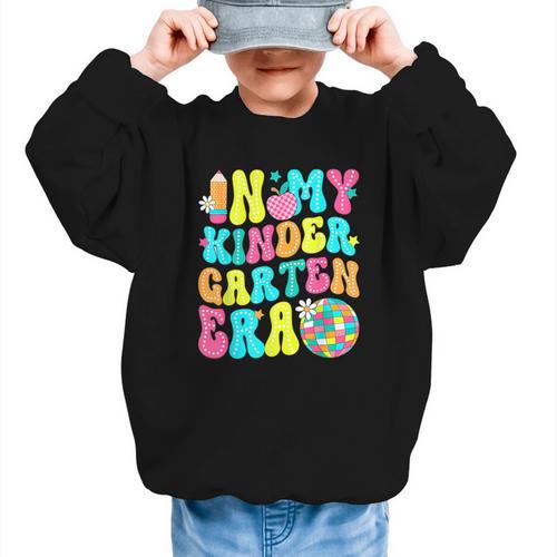 In My Kindergarten Era Groovy Back To School Graphic Kid Sweatshirt - Savourry