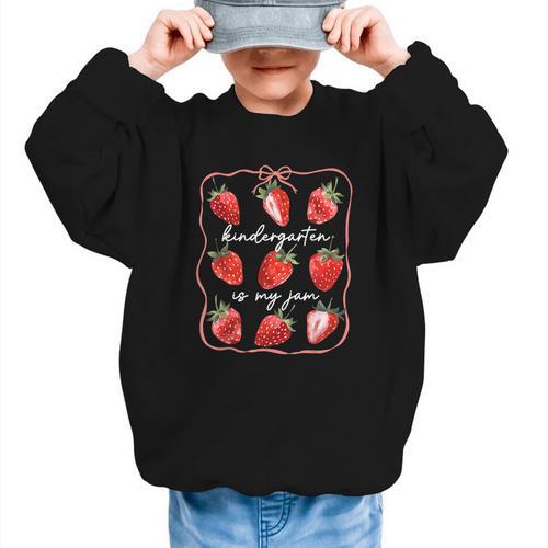 Kindergarten Is My Jam Strawberry Back To School Girls Boys Graphic Kid Sweatshirt - Savourry