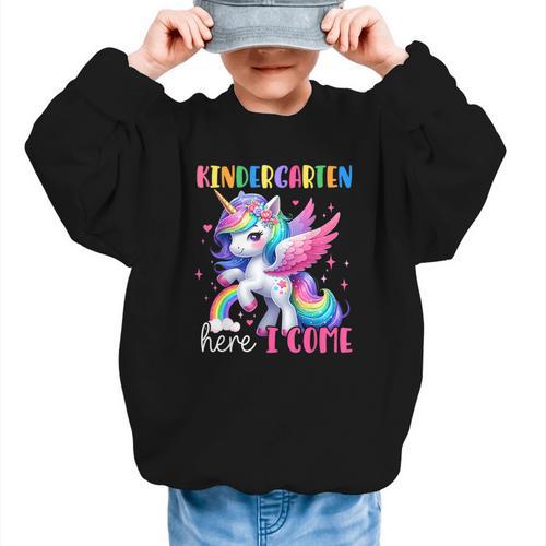 Kindergarten Here I Come Unicorn Girls Kids Back To School Graphic Kid Sweatshirt - Savourry