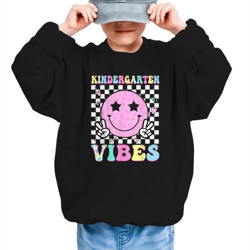 Kindergarten Vibes Groovy Back To School Kinder Girls Kids Graphic Kid Sweatshirt - Savourry