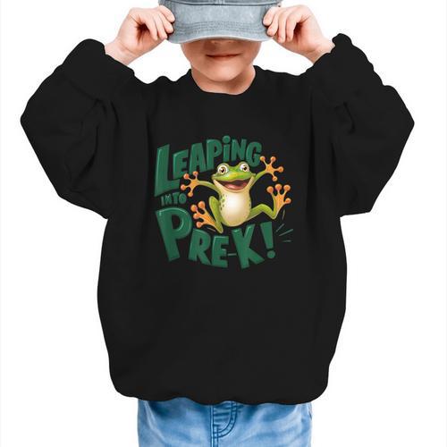 Leaping Into Pre-K Jumping Tree Frog Back To School Fun Graphic Kid Sweatshirt - Savourry