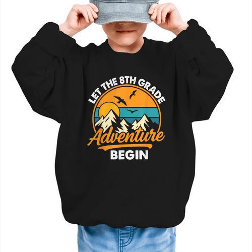 Let The 8th Grade Adventure Begin Back To School Graphic Kid Sweatshirt - Savourry