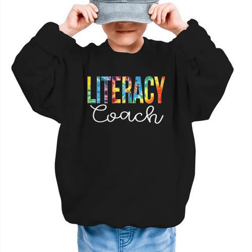 Literacy Coach Women Tie Dye Back To School Appreciation Day Graphic Kid Sweatshirt - Savourry