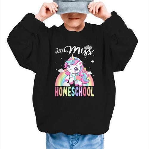 Little Miss Homeschool Back To School Girls Homeschool Graphic Kid Sweatshirt - Savourry