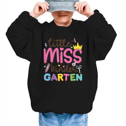 Little Miss Kindergarten First Day Back To School Girls Cute Graphic Kid Sweatshirt - Savourry
