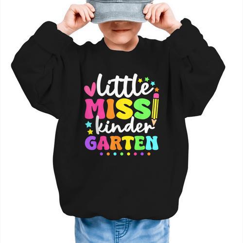 Little Miss Kindergarten Kids Girls Pencil Back To School Graphic Kid Sweatshirt - Savourry
