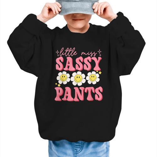 Little Miss Sassy Pants Back To School Girls Graphic Kid Sweatshirt - Savourry