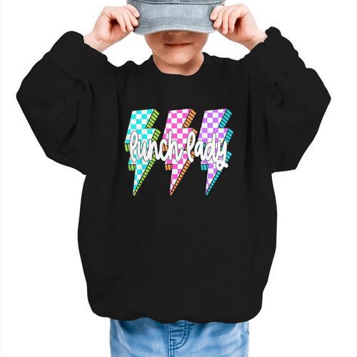 Lunch Lady Back To School Checkered First Day Of School Graphic Kid Sweatshirt - Savourry