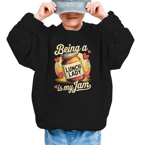 Being a Lunch Lady Is My Jam Retro Jam Jar Back To School Graphic Kid Sweatshirt - Savourry