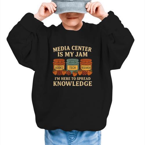 Media Center Is My Jam Library Reading Back To School Graphic Kid Sweatshirt - Savourry