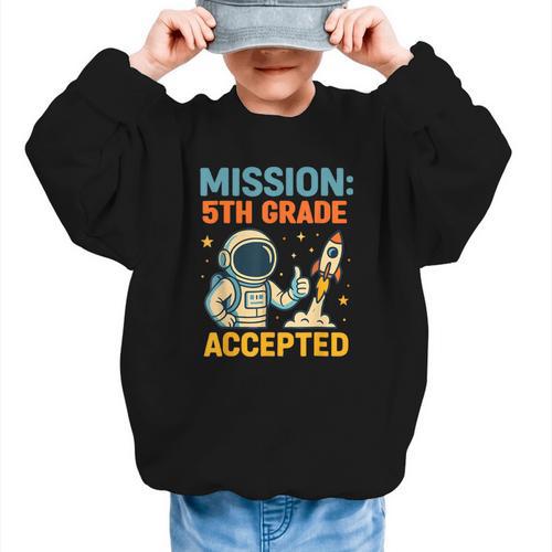 Mission Fifth 5th Grade Accepted Back To School Vintage Graphic Kid Sweatshirt - Savourry