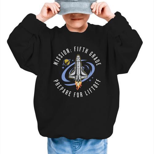 Mission Fifth Grade Space Rocket Back To School VI Graphic Kid Sweatshirt - Savourry