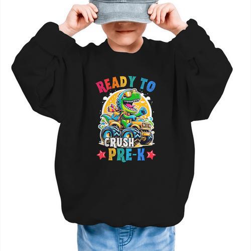 Monster Truck Dinosaur Boys Back To School Crush Pre-k Kids Graphic Kid Sweatshirt - Savourry
