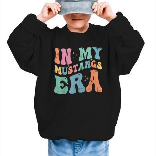 In My Mustangs Era Back To School Spirit Game Retro Groovy Graphic Kid Sweatshirt - Savourry