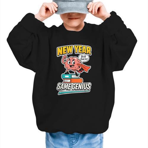 New Year Same Genius Confident Back To School Vibe Graphic Kid Sweatshirt - Savourry