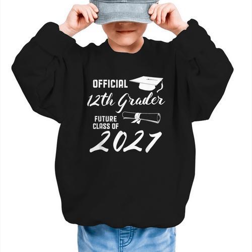 Official 12th Grader Future Class Of 2027 Back To School Graphic Kid Sweatshirt - Savourry