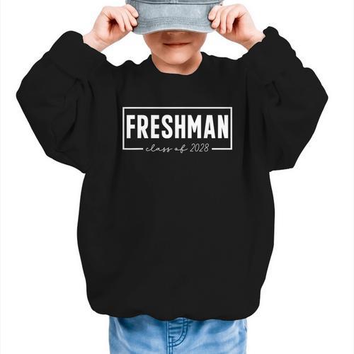 Official Freshman Class Of 2028 High School Back To School Graphic Kid Sweatshirt - Savourry